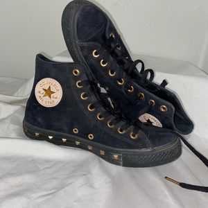 converse chuck taylors high top black velvet rose gold